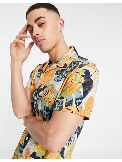 Selected Homme shirt in leaf print multi - part of a set