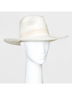 Women's Straw Wide Brim Fedora Hats - Universal Thread White One Size