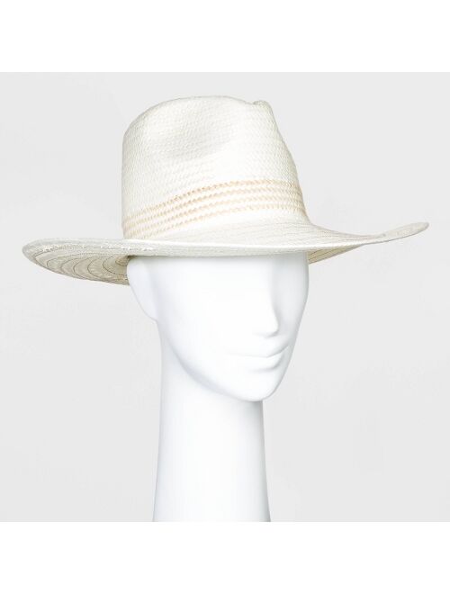 Women's Straw Wide Brim Fedora Hats - Universal Thread™ White One Size