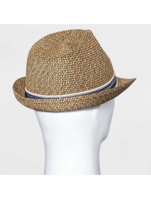 Men's Mixed Color Fedora Hat with Navy Band - Goodfellow & Co™ Brown