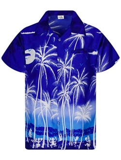 Funky Casual Hawaiian Shirt for Men Front Pocket Button Down Very Loud Shortsleeve Unisex Beach Print