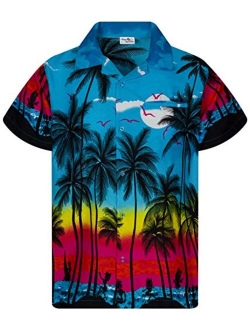 Funky Casual Hawaiian Shirt for Men Front Pocket Button Down Very Loud Shortsleeve Unisex Beach Print