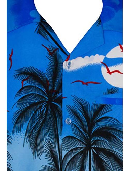 KING KAMEHA Funky Casual Hawaiian Shirt for Men Front Pocket Button Down Very Loud Shortsleeve Unisex Beach Print