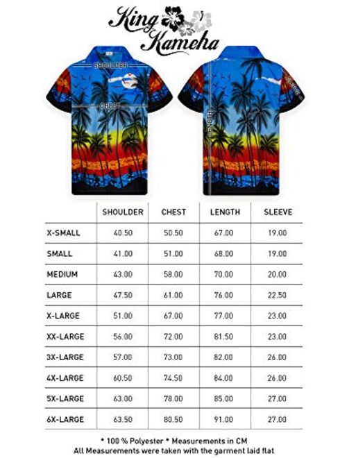 KING KAMEHA Funky Casual Hawaiian Shirt for Men Front Pocket Button Down Very Loud Shortsleeve Unisex Beach Print