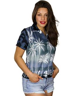 Funky Casual Hawaiian Blouse Shirt for Women Front Pocket Button Down Very Loud Shortsleeve Unisex Beach Print