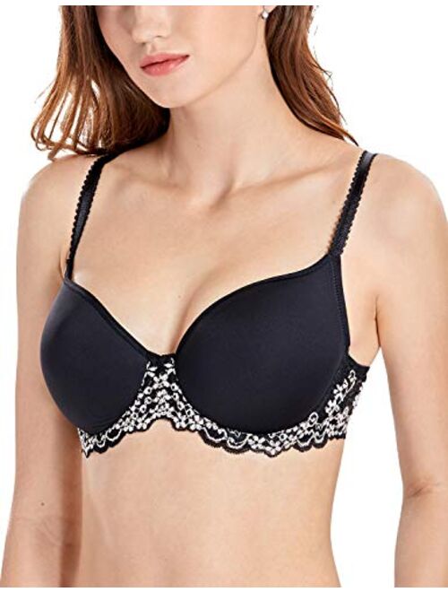 DELIMIRA Women's Full Figure Support Slightly Padded Underwire Contour T-Shirt Bra Plus Size
