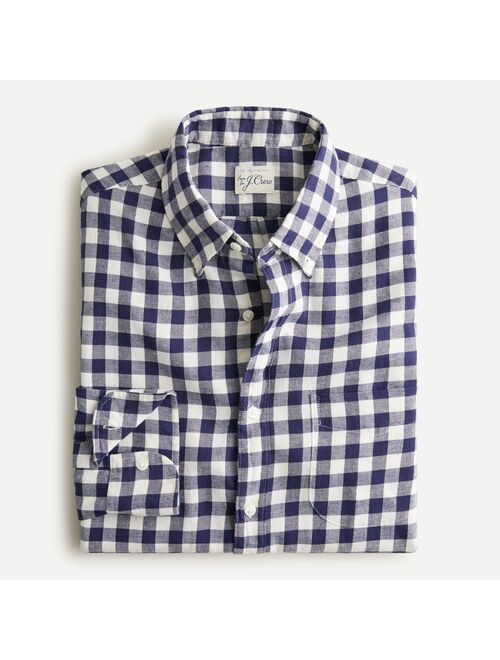 J.Crew Slim cotton-linen twill shirt in gingham