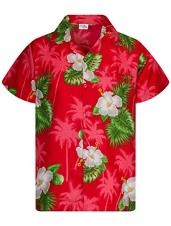 Funky Casual Hawaiian Shirt for Men Front Pocket Button Down Very Loud Shortsleeve Unisex Small Flower Print