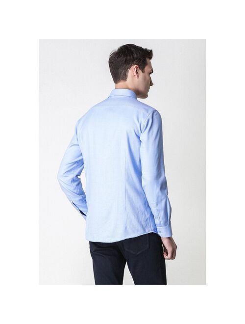 Newsbird fall 2019 new business men's long sleeve shirt square neck stripe slim top youth shirt