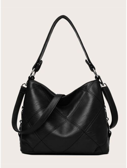 Stitch Detail Large Capacity Hobo Bag