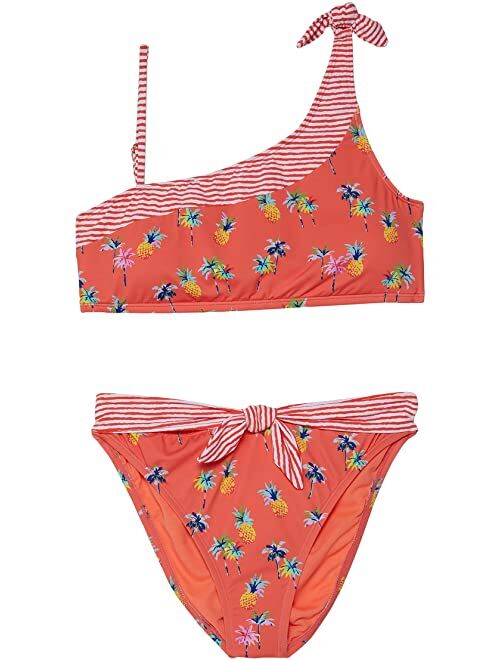 Hobie Kids Pineapple Paradise One Shoulder Bralette and Hipster Set (Big Kids)