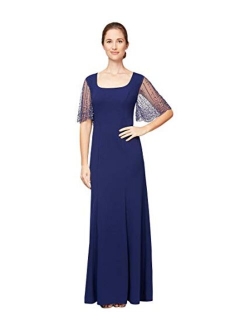 Women's Long Dress with Knot Front Detail