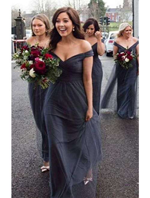 Noras dress Women's Off Shoulder Tulle Bridesmaid Dresses Long Sweetheart Prom Party Gowns B004