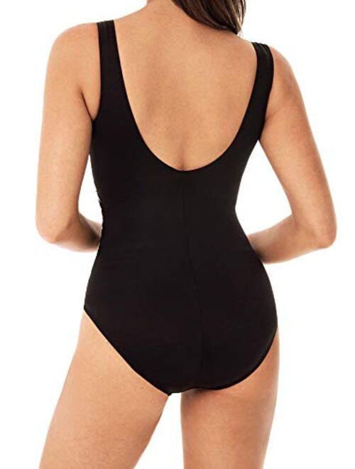 Miraclesuit Women's Swimwear Layered Escape Tummy Control Underwire Bra One Piece Swimsuit