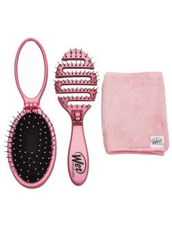 Wet Brush Detangle & Dry On the Fly Kit -Micro Blush Hair Brush