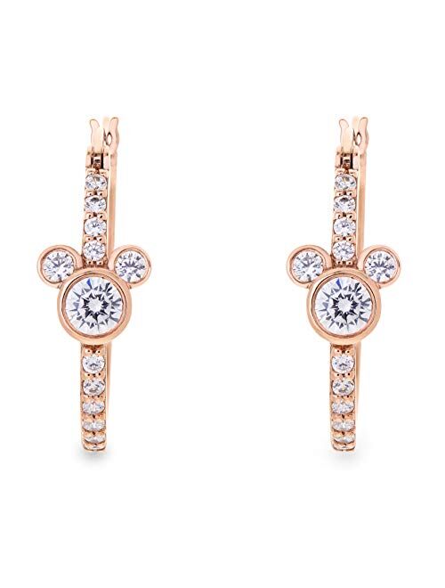Disney Jewelry for Women Mickey or Minnie Mouse Sterling Silver Cubic Zirconia Hoop Earrings