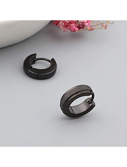 SKS Jewelry 6 Pairs of Stainless Steel hypoallergenic Earrings for Men Women| Premium set of Cubic Zirconia Stud Earrings| Small Hoop earrings | 18k PVD Gold plated Cross