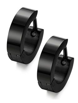 Jstyle Stainless Steel Black Unique Small Hoop Earrings for Men Huggie Earrings 1 Pairs