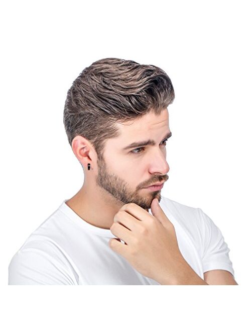 Jstyle Stainless Steel Black Unique Small Hoop Earrings for Men Huggie Earrings 1 Pairs
