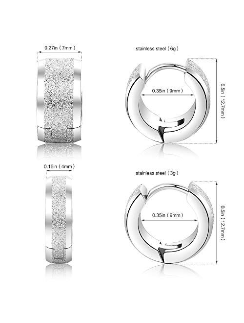 Edomon 316L Stainless Steel Unique Small Hoop Earrings for Men Women Huggie Earrings Fashion Punk Jewelry Gift for Boys Girls Teens 6 Pairs