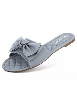 MaxMuxun Women's Bow Tie Slip On Flat Slide Sandals