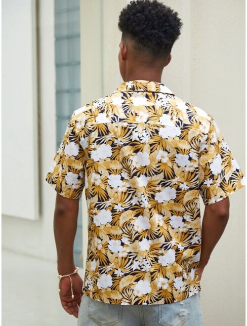 Shein Men Allover Tropical Print Hawaiian Shirt