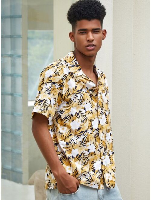 Shein Men Allover Tropical Print Hawaiian Shirt