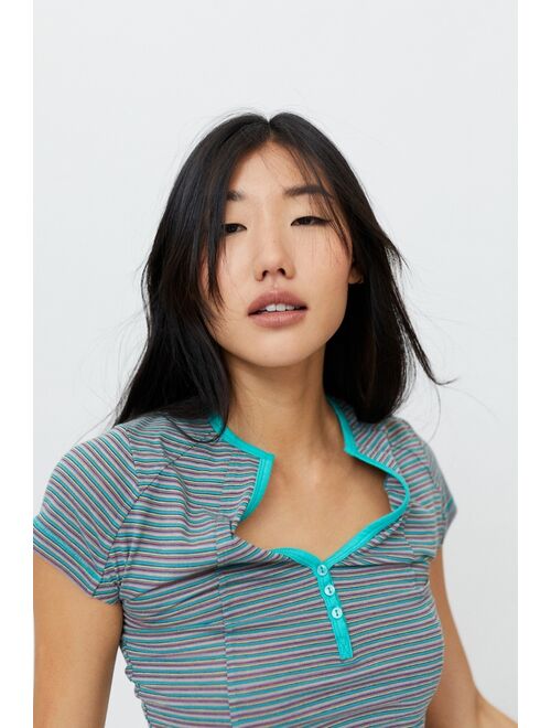 Urban Outfitters UO Felix Cropped Henley Tee