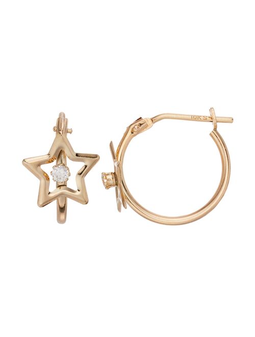 Taylor Grace 10k Gold Star Cubic Zirconia Hoop Earrings
