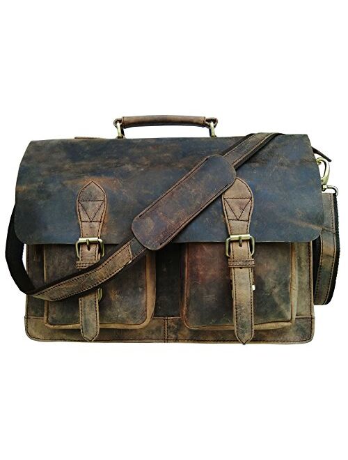cuero Retro Buffalo Hunter Leather Laptop Messenger Bag Office Briefcase College Bag (15 inch)