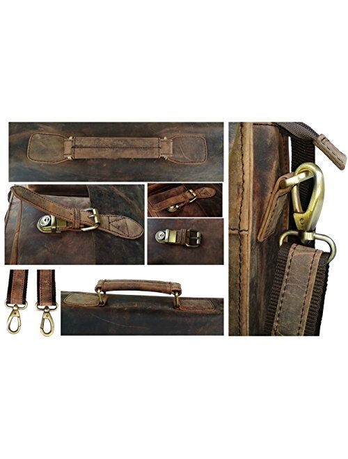cuero Retro Buffalo Hunter Leather Laptop Messenger Bag Office Briefcase College Bag (15 inch)