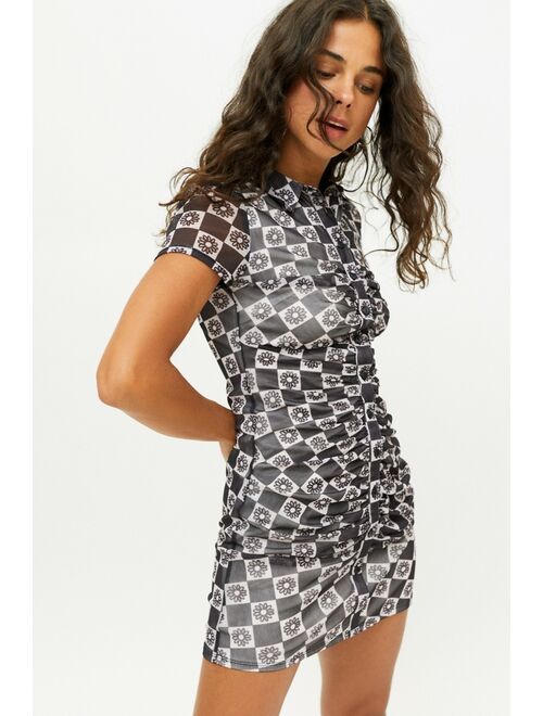 Urban Outfitters UO Riko Mesh Button-Front Mini Dress