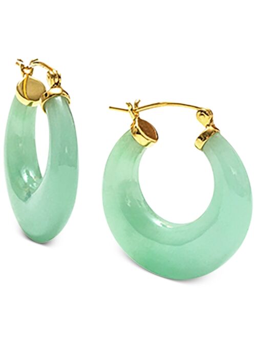 Macy's Dyed Jade (25mm) Small Hoop Earrings in 14k Gold-Plated Sterling Silver, 1"