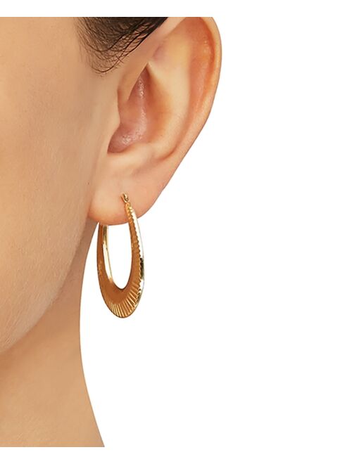 Macy's Ribbed Texture Oval Hoop Earrings in 14k Gold