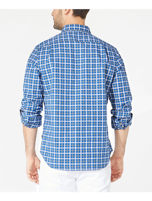 Nautica Blue Plaid Button-Up Casual Shirt