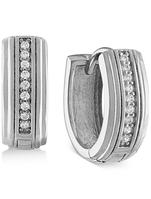 Esquire Men's Jewelry Diamond Hoop Earrings (1/10 ct. t.w.) in Sterling Silver, Created for Macy's (Also in 14k Gold Over Silver)