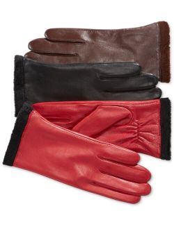 Micro Faux Fur Lined Leather Tech Gloves, Created for Macy's