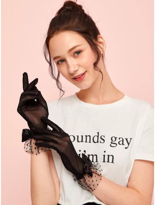 Buy Shein Lace Bow Gloves online Topofstyle