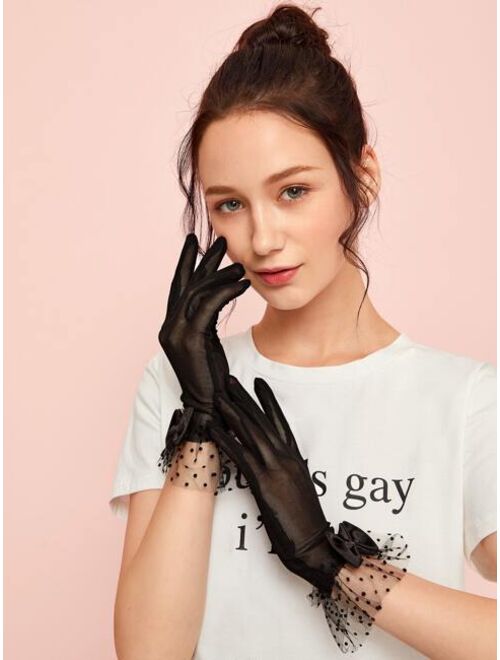 Buy Shein Lace Bow Gloves online Topofstyle