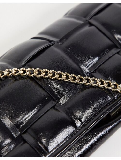 Steve Madden BTangled woven clutch in black patent