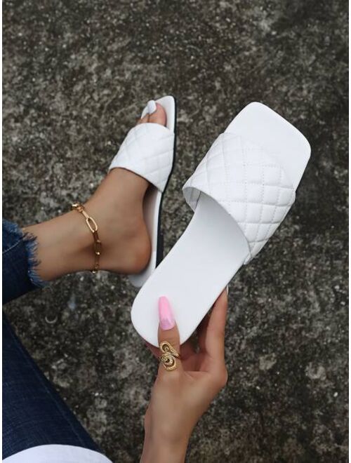 Shein Minimalist Quilted Slide Sandals
