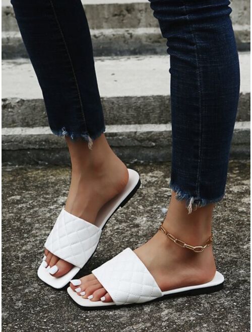 Shein Minimalist Quilted Slide Sandals