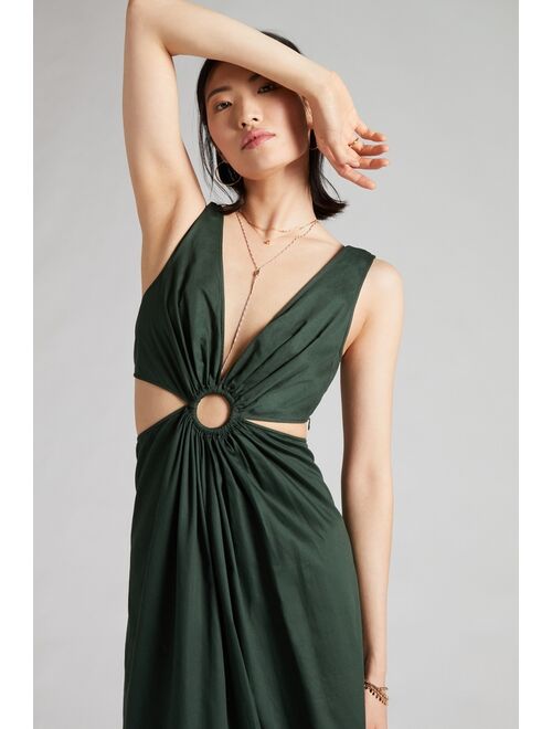 Geisha Designs Flounced Cut-Out Maxi Dress