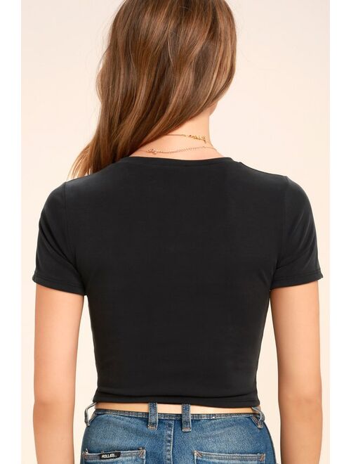 Lulus All-Access Pass Washed Black Crop Top