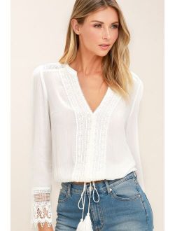 Daydream White Lace Long Sleeve Top