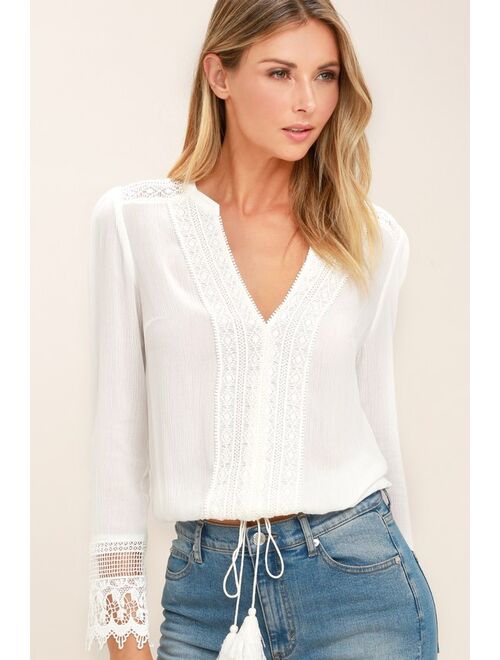 Bali Daydream White Lace Long Sleeve Top