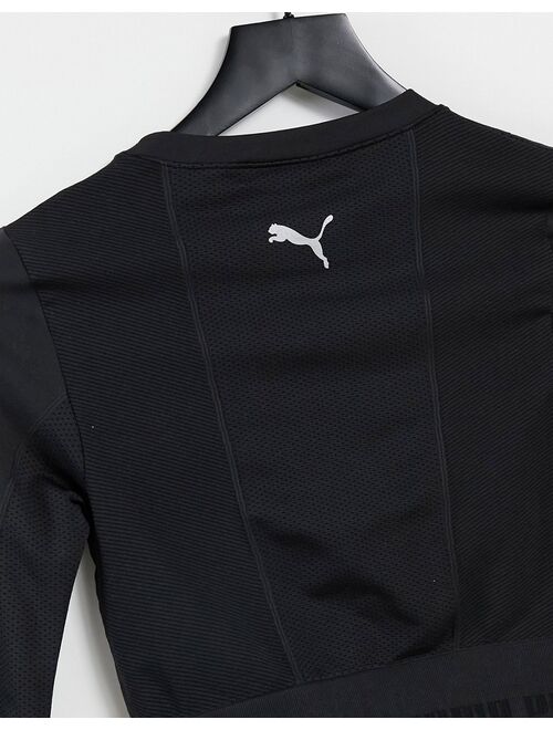Puma Training Evoknit seamless long sleeve crop top in black
