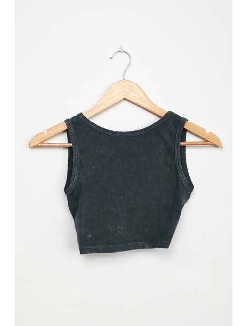 Lulus Fit for Life Charcoal Grey Twisted Reversible Crop Top