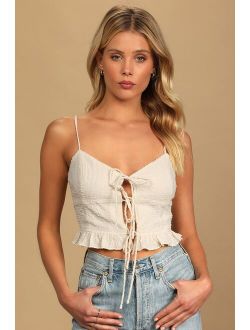 Good Connection Cream Tie-Front Cropped Cami Top
