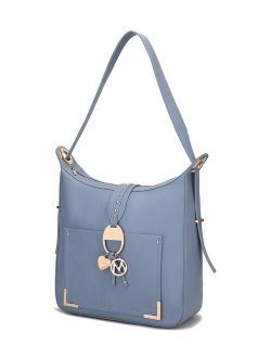 Women's Solid Blue Studded Hobo Bag
